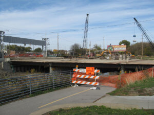 Grand Avenue Bridge under construction.