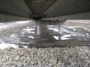 The underside of the Herberger DSM River bridge.
