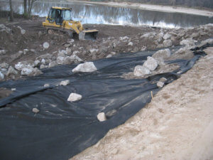 Construction underway at the LaPorte bridge site.