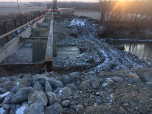 Bridge construction work over Otter Creek.